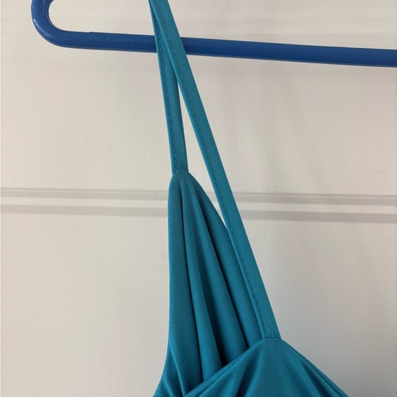 SHEIN Teal Ruched Bodycon Midi Dress Size L - Picture 3 of 5